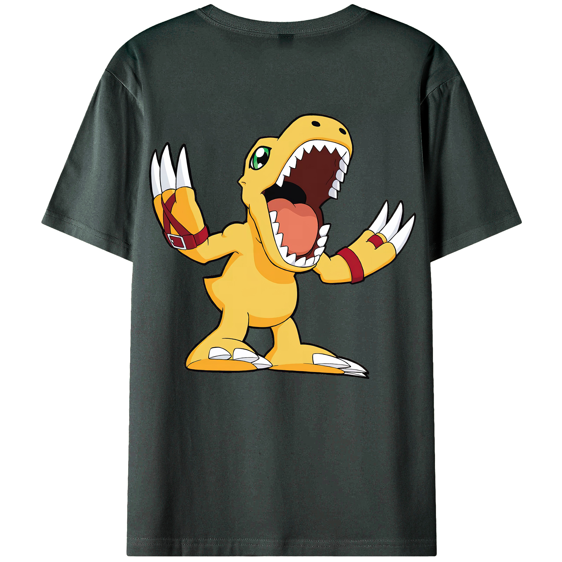 （画像用） Digimon デジタルモンスター/デジモン 綿100％ メンズ半袖Tシャツ（バックプリント） 通気性